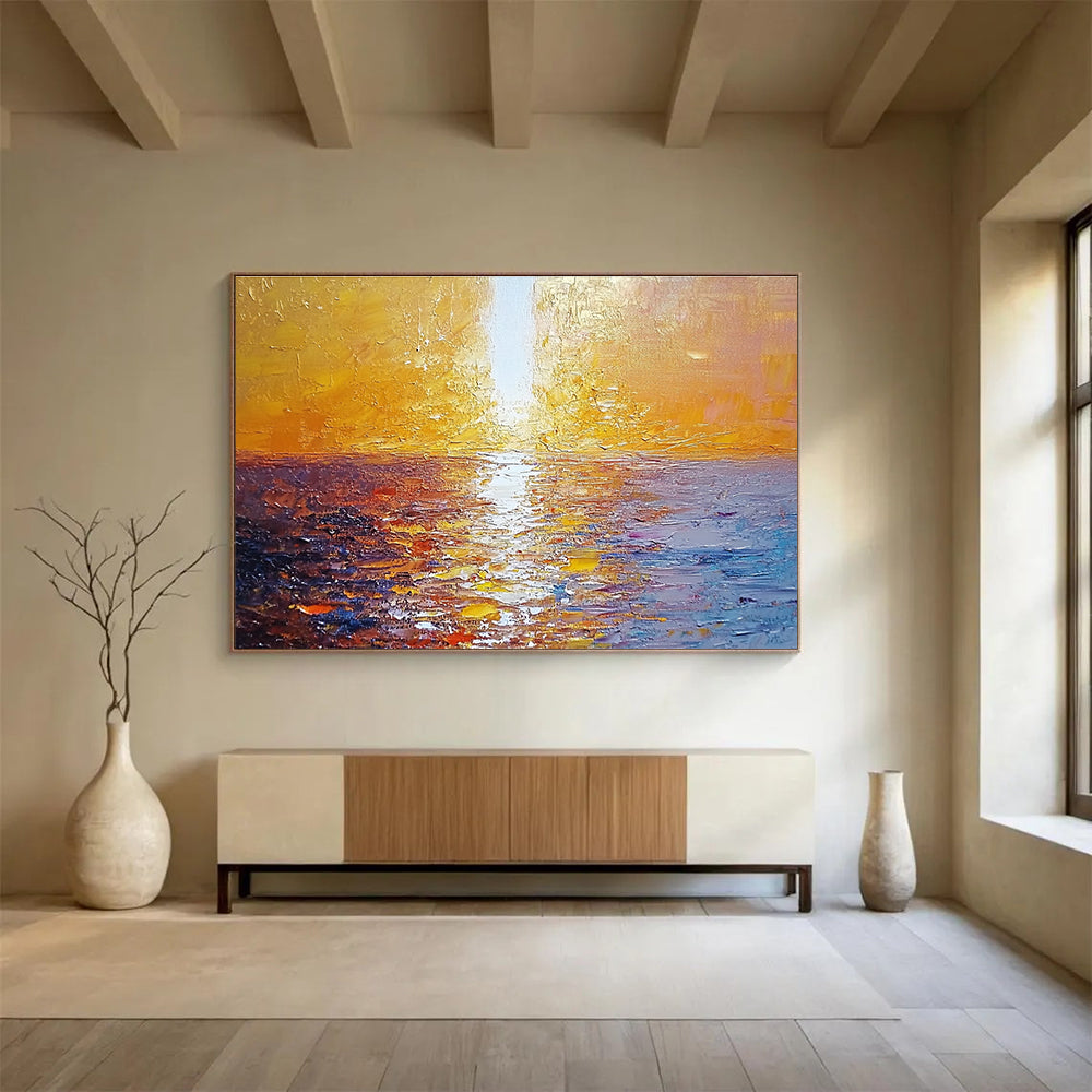 Golden Sunset Sea Art for Luxury Beachfront Hotel Lobby & Romantic Seaside Restaurant SC111