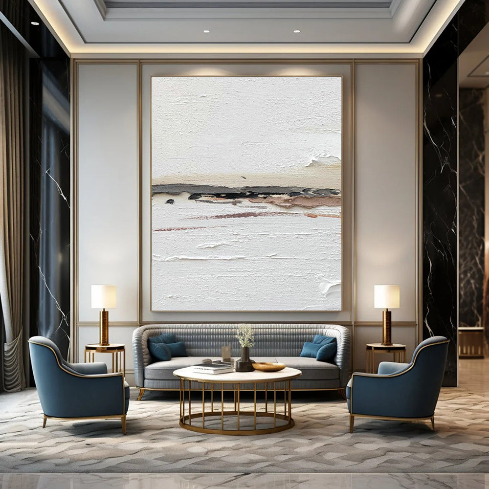White - Based Abstract Art for Minimalist Home & Yoga Studio DLZ2364