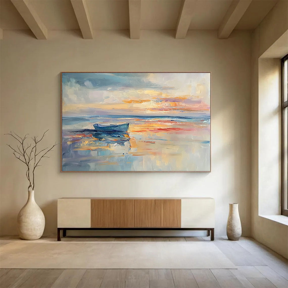 Boat on Calm Sea Art for Seaside Bed and Breakfast & Travel - Lover’s Study SC133