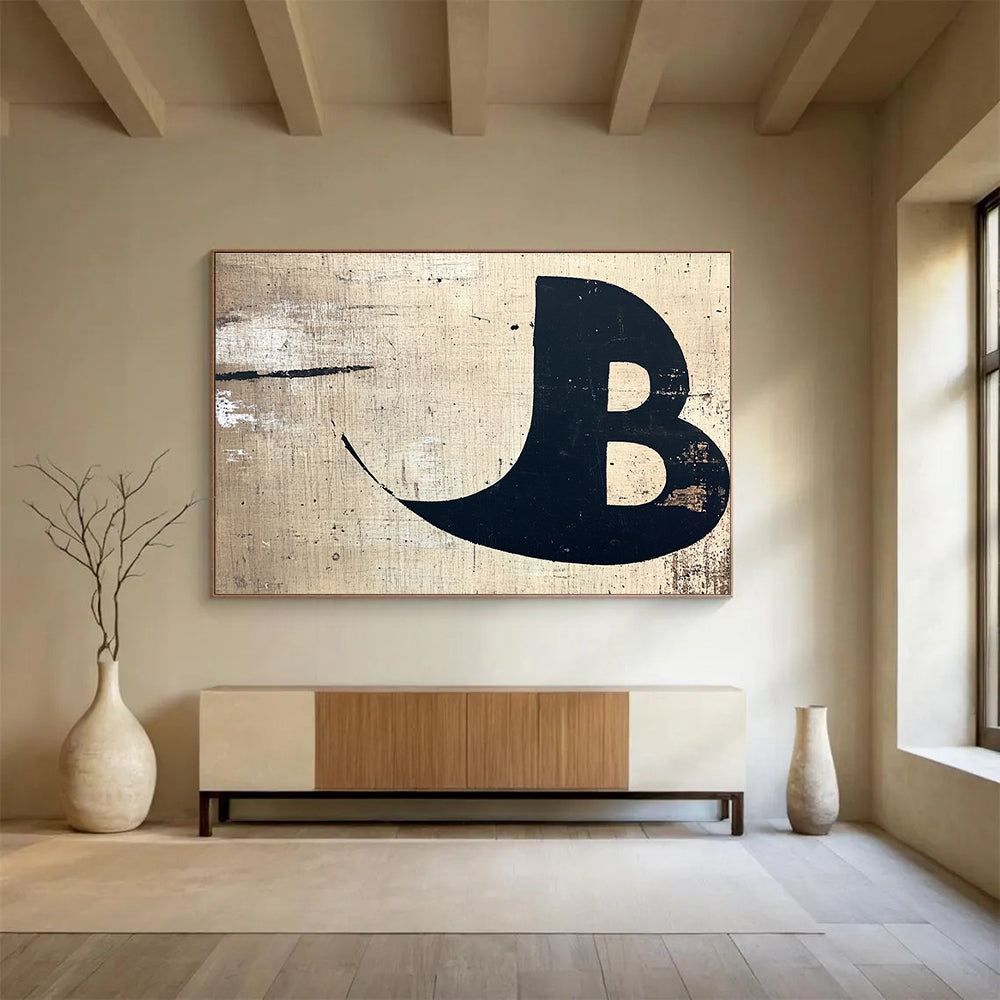 Distressed Letter B Art for Vintage - Themed Café & Industrial - Style Home SC438