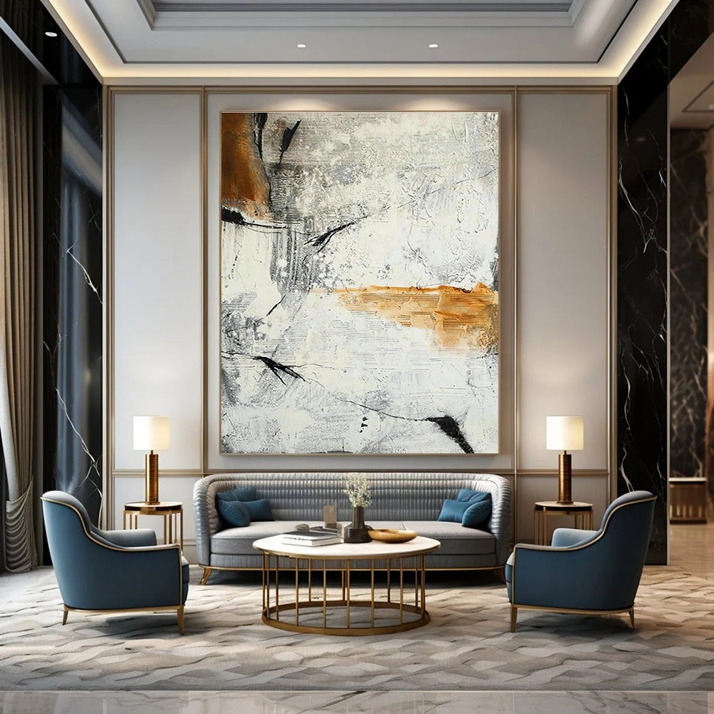 Gray - Orange Abstract Art for Industrial Loft & Contemporary Art Show DLZ2138