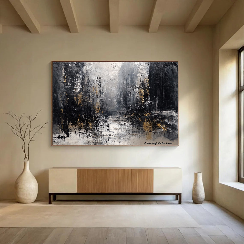 Dark Abstract with Gold Art for Luxury Penthouse & Sophisticated Art Gallery SC286