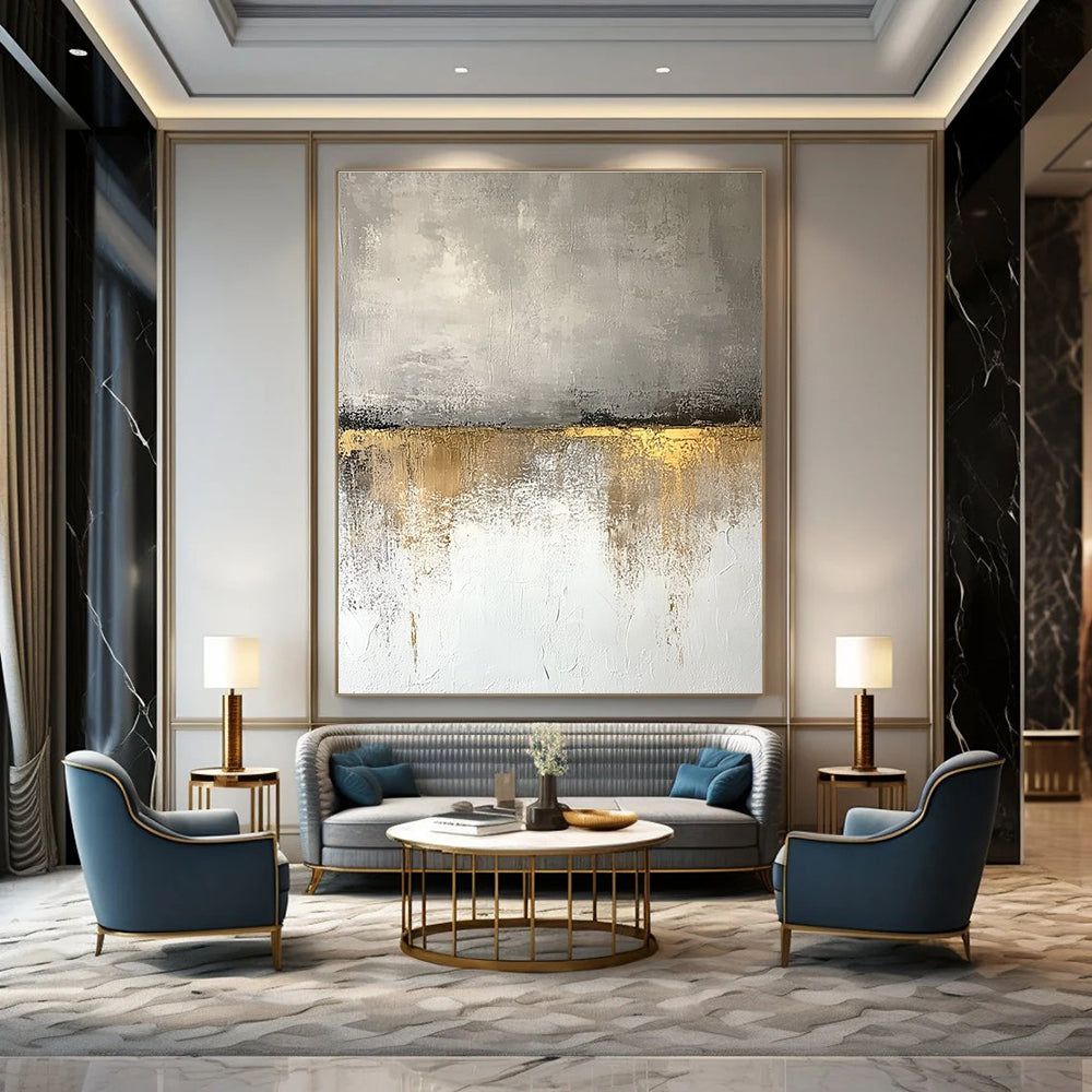 Grey and Gold Abstract for Luxury Living Room & High - End Hotel Lobby STSC410