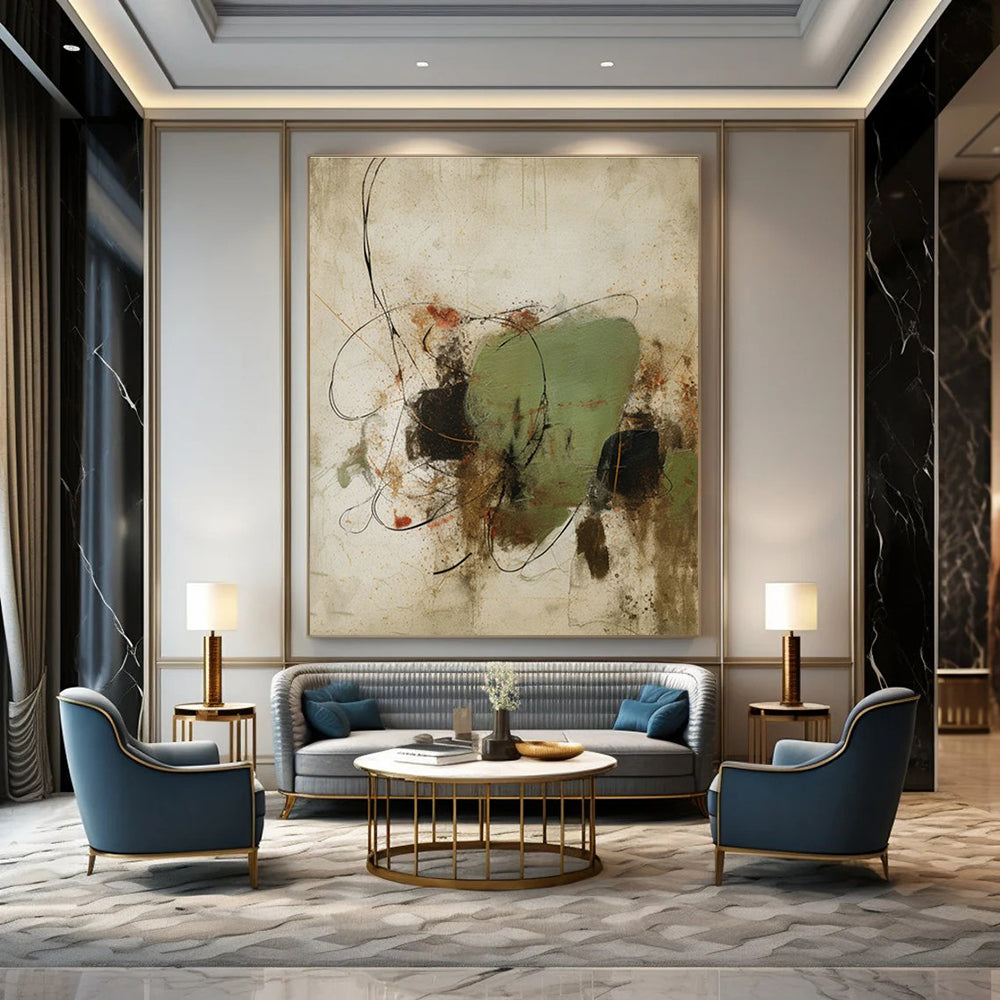 Green - Black Abstract for Bohemian - Style Restaurant & Nature - Inspired Home Office DLZ0893