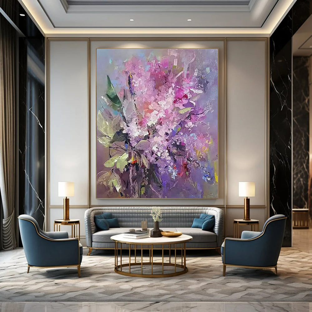 Pink - Purple Flower Bouquet Art for Romantic Wedding Venue & Feminine Home Salon DLZ0912