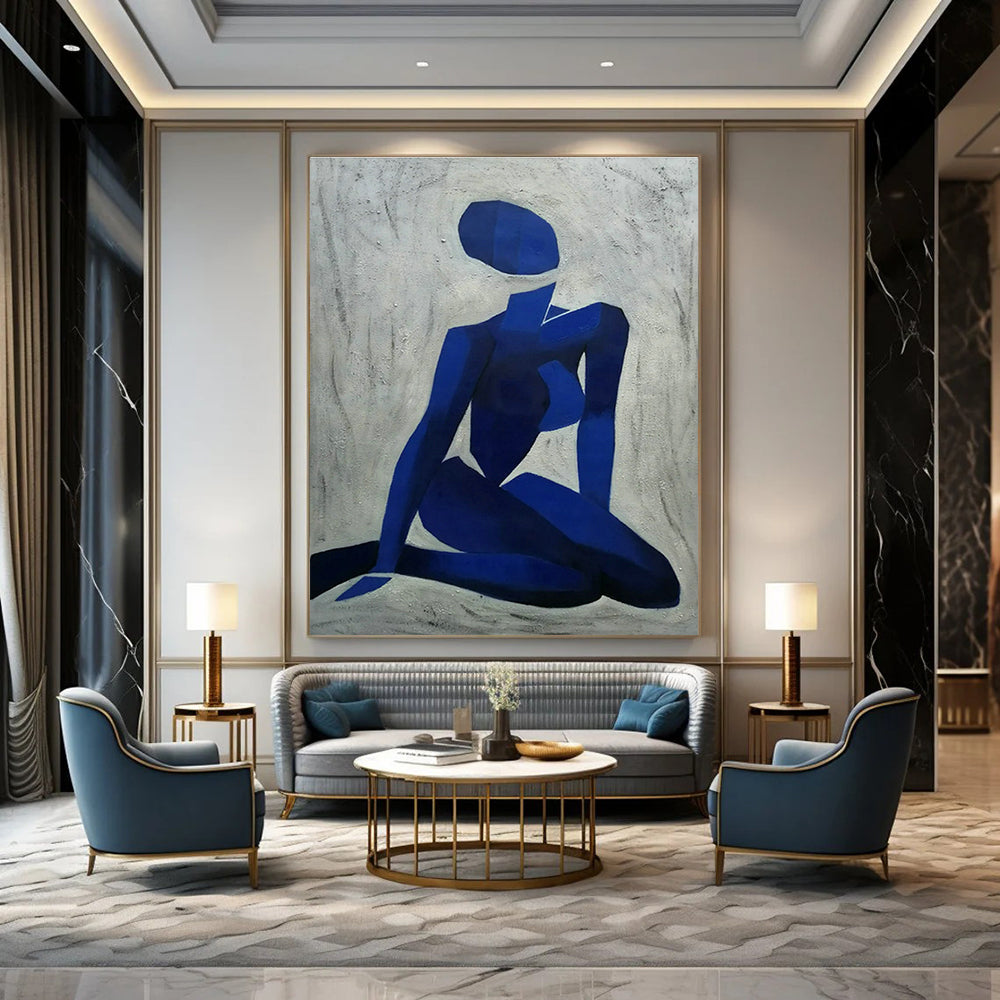 Blue Abstract Figure Art for Modern Dance Studio & Art - Themed Café DLZ1791