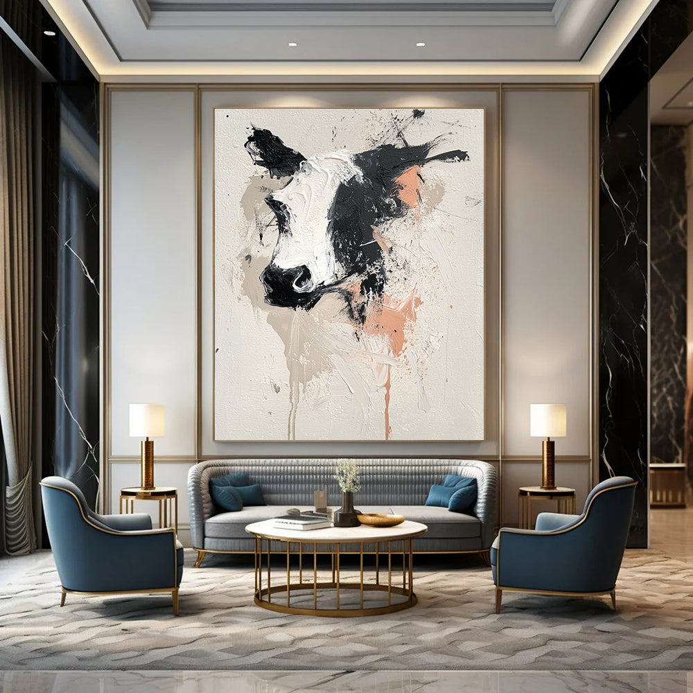 Abstract Cow Head Art for Farmhouse Kitchen & Rustic Lounge STSC048