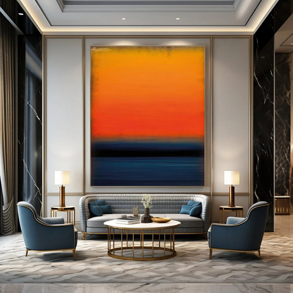 Orange - Blue Gradient Art for Coastal Home Office & Modern Gallery DLZ2092