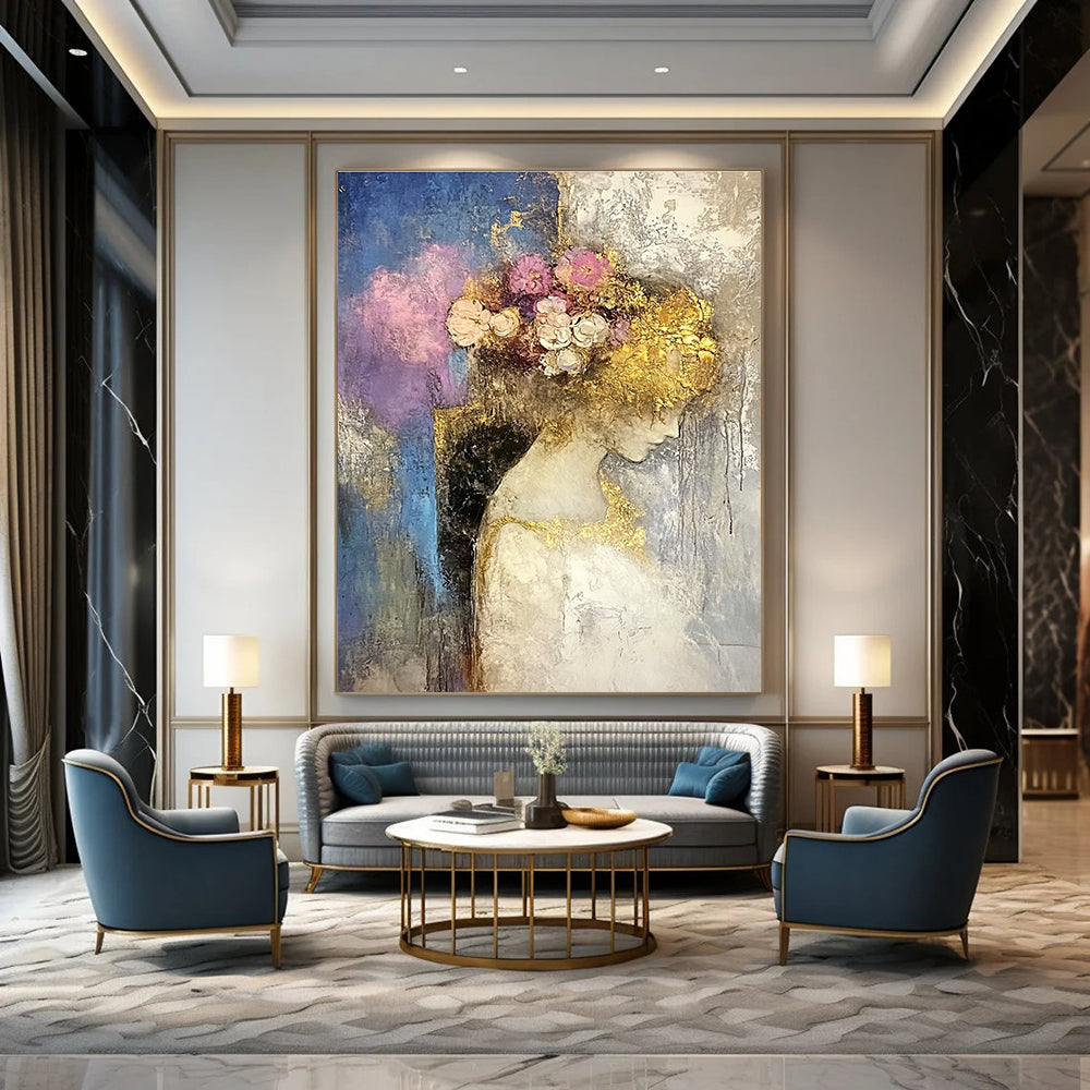Woman with Floral Golden Headdress for Bohemian Bridal Suite & Art Gallery Exhibition STSC173
