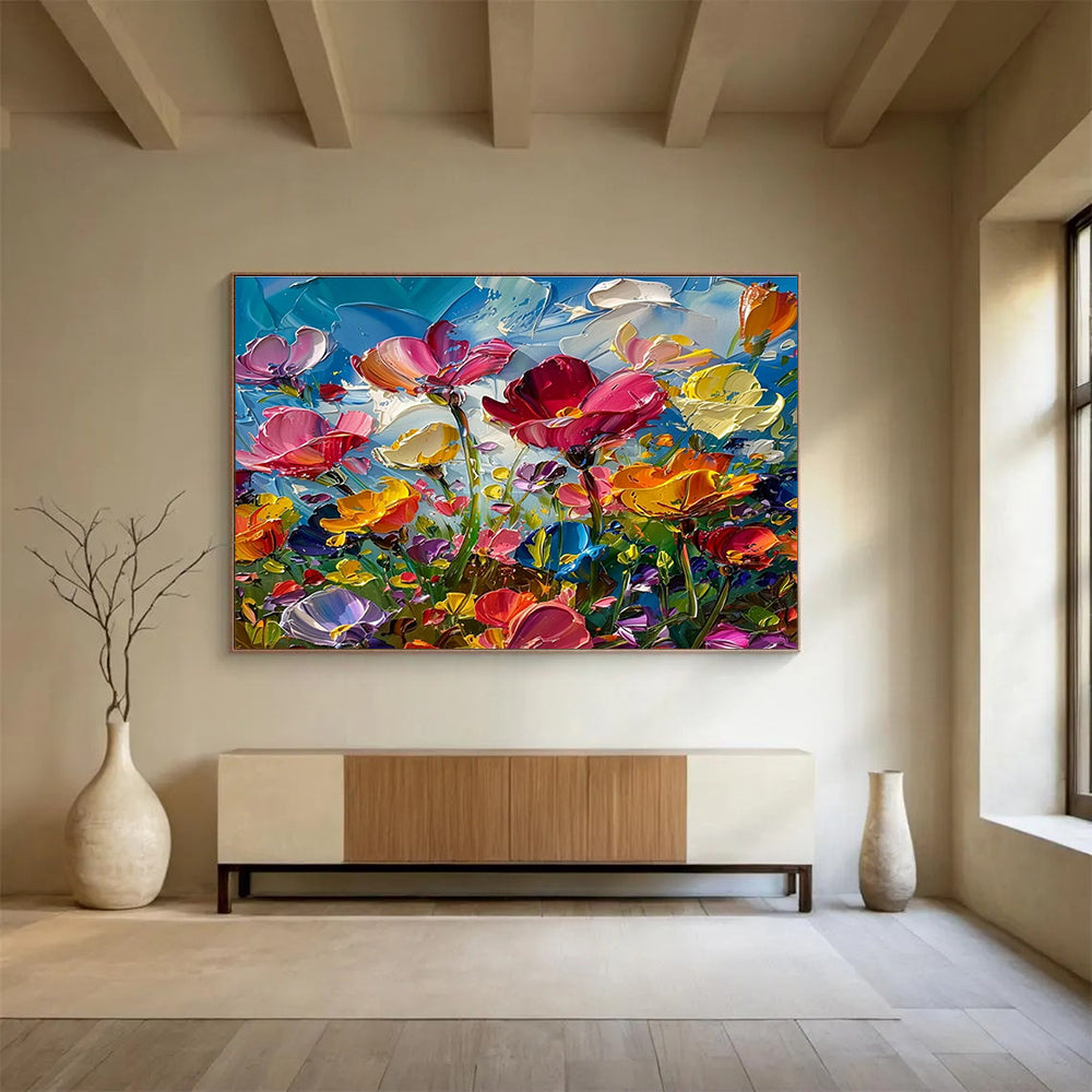Colorful Flower Oil Painting for Bohemian - Style Garden Party Venues DLZ3178