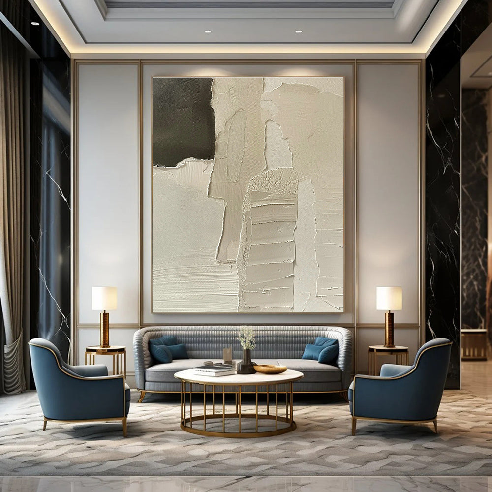 Gray - White Layered Abstract Art for Scandinavian Home & Contemporary Office DLZ1169