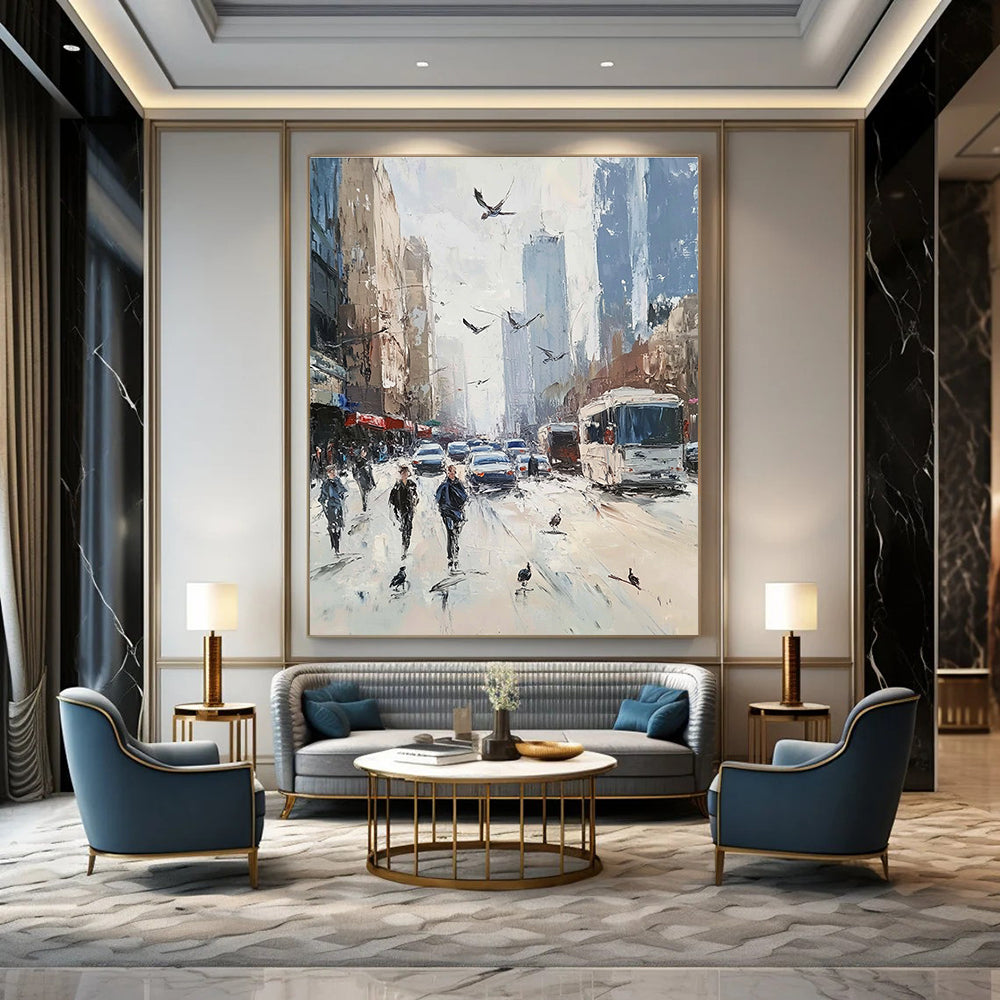 City Street Scene Art for Urban Loft Living Room & Café with City Views STSC930