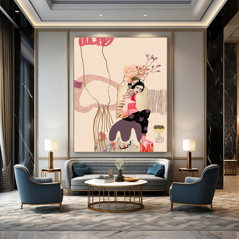 Figure Collage Art for Eclectic Home Living Room Galleries DLZ0153