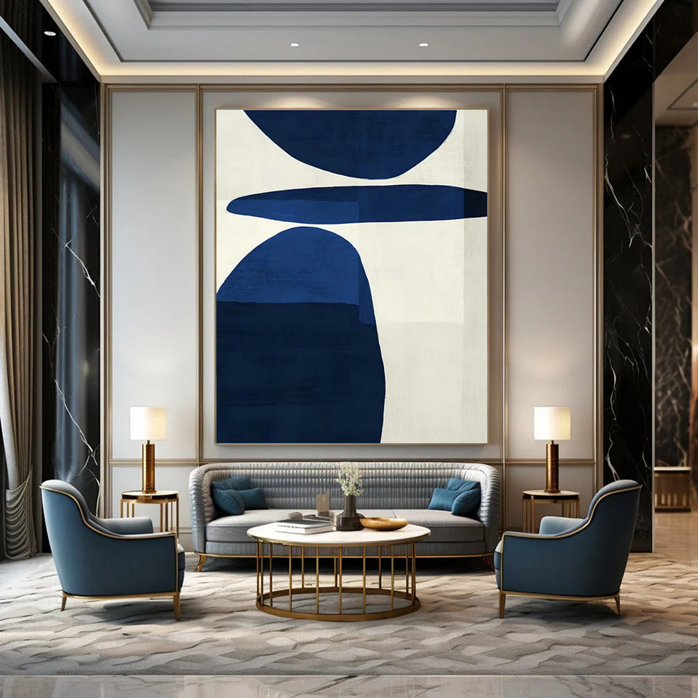 Sleek Dark Blue Art for Luxury Hotel Suite & Design - Forward Home Office DLZ1962