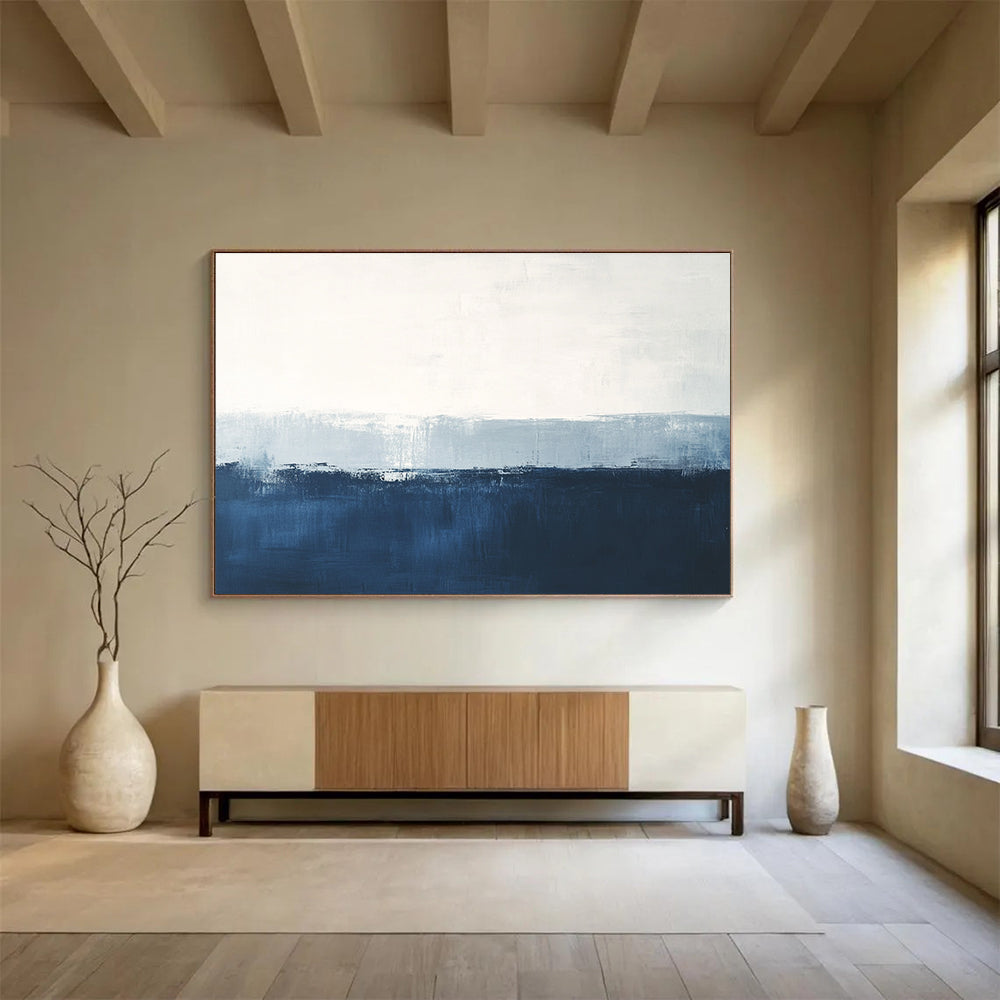 Blue - White Abstract Art for Meditation Space & Minimalist Bedroom SC027