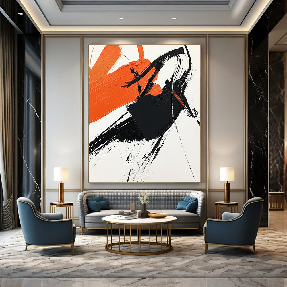 Orange and Black Abstract Strokes for Contemporary Office & Art Studio STSC1274