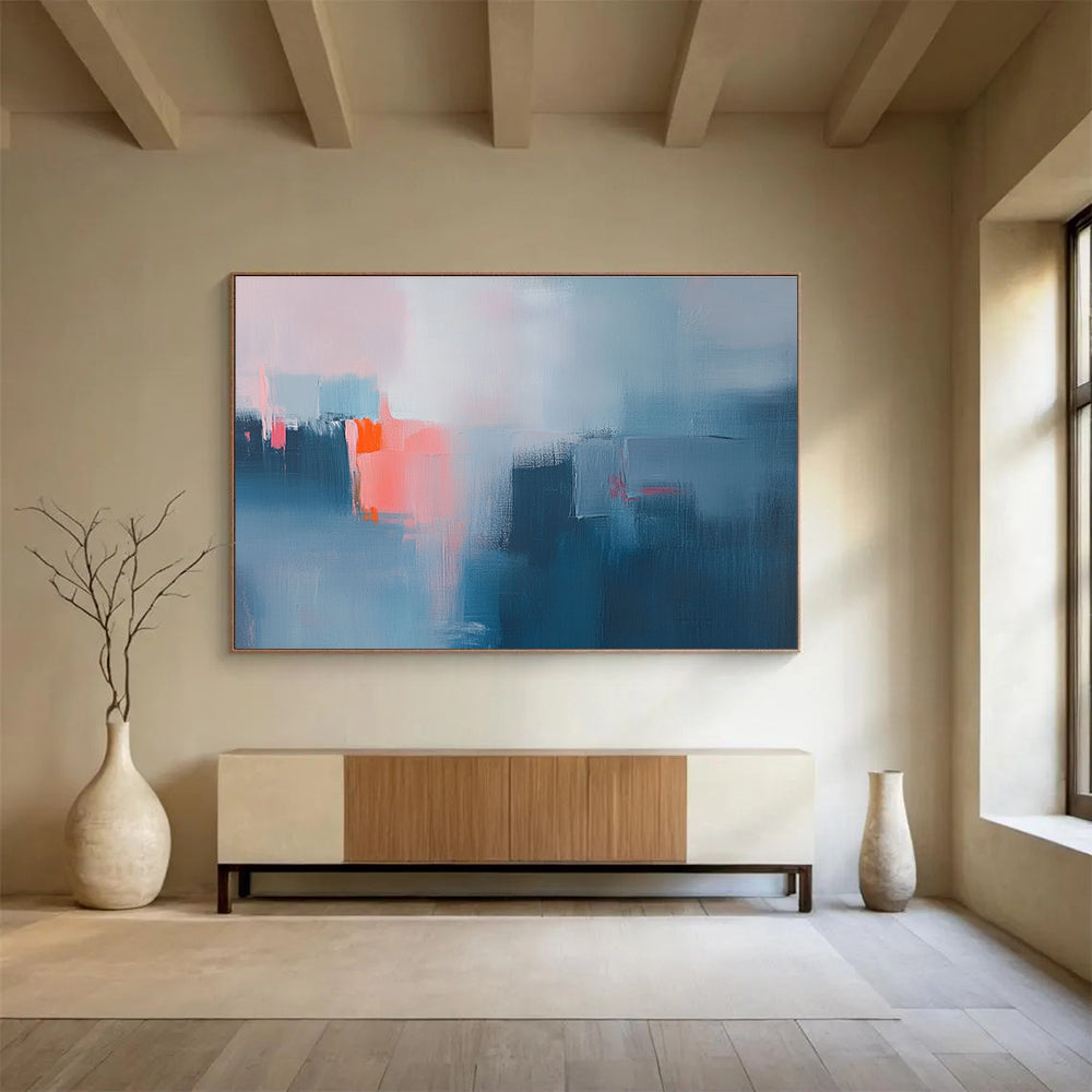 Blue and Pink Abstract Art for Contemporary Home Decor & Artistic Café SC319