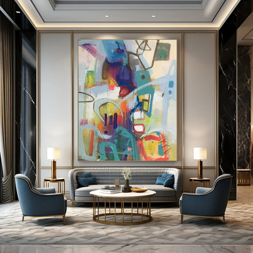 Colorful Geometric Abstract Art for Art School Classroom & Trendy Coworking Space DLZ1774