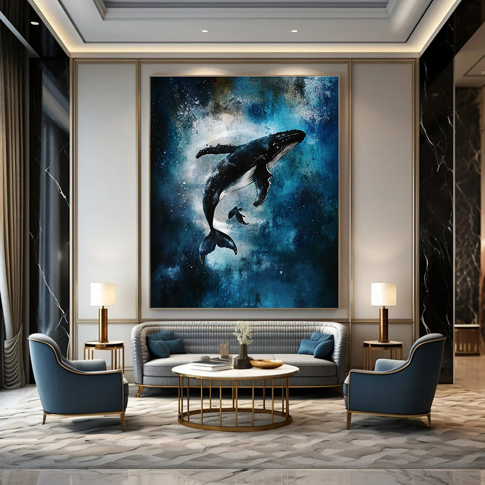 Whale in the Deep Majestic Marine Art for Coastal Home Living Room & Ocean - Lover’s Bedroom STSC1466
