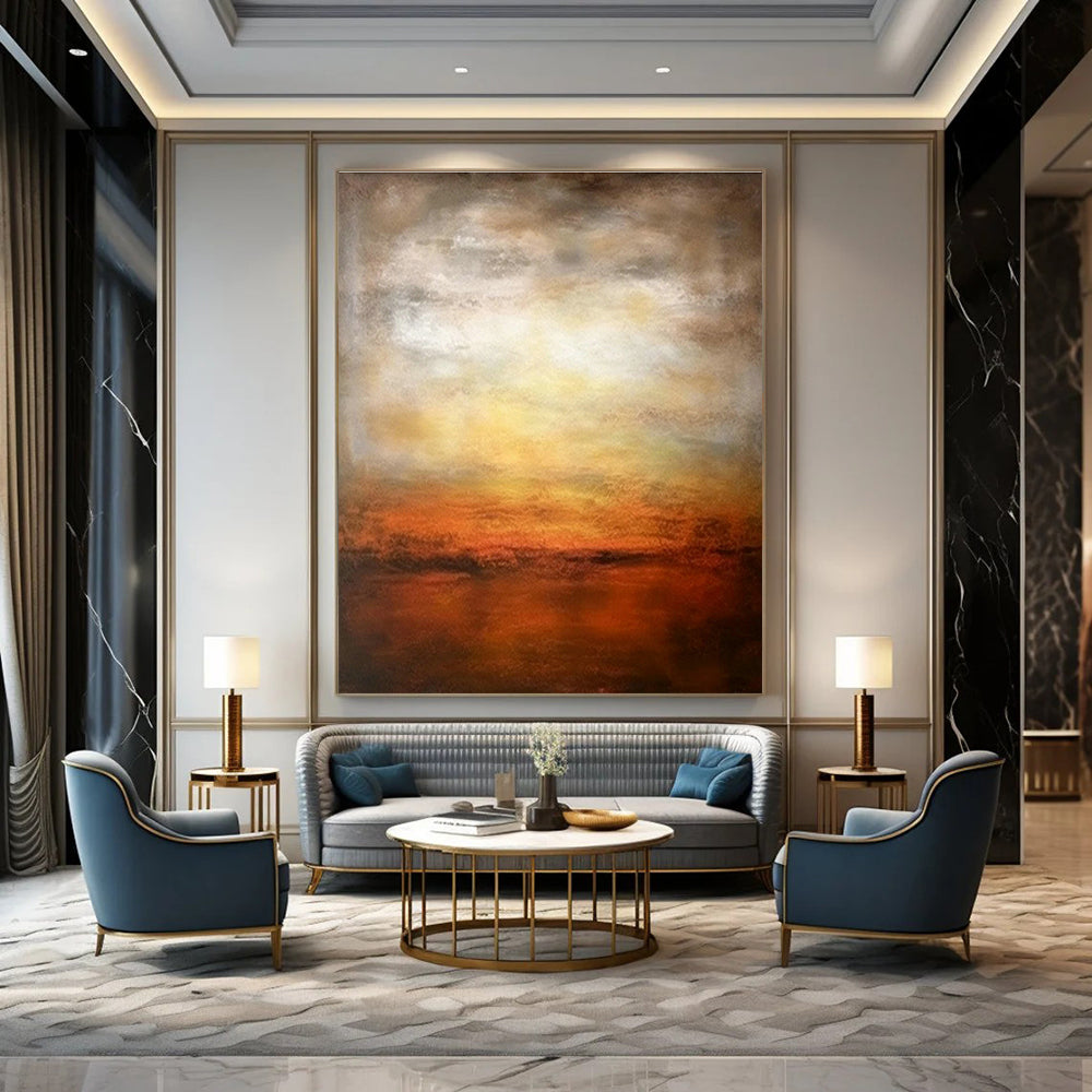 Orange - Yellow Gradient Abstract Art for Living Room & Dining Room DLZ0444