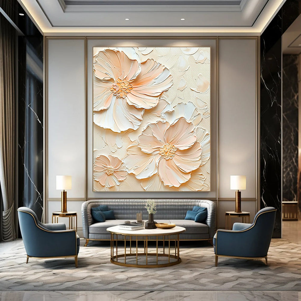 Peach - Colored Flower Art for Bohemian Living Room & Summer Wedding Venue DLZ1396