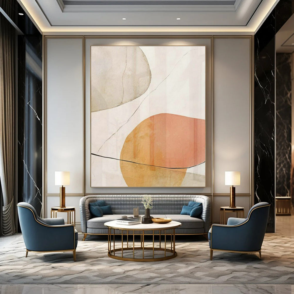 Pink - Orange Geometric Abstract Art for Feminine Boutique & Creative Studio DLZ1958