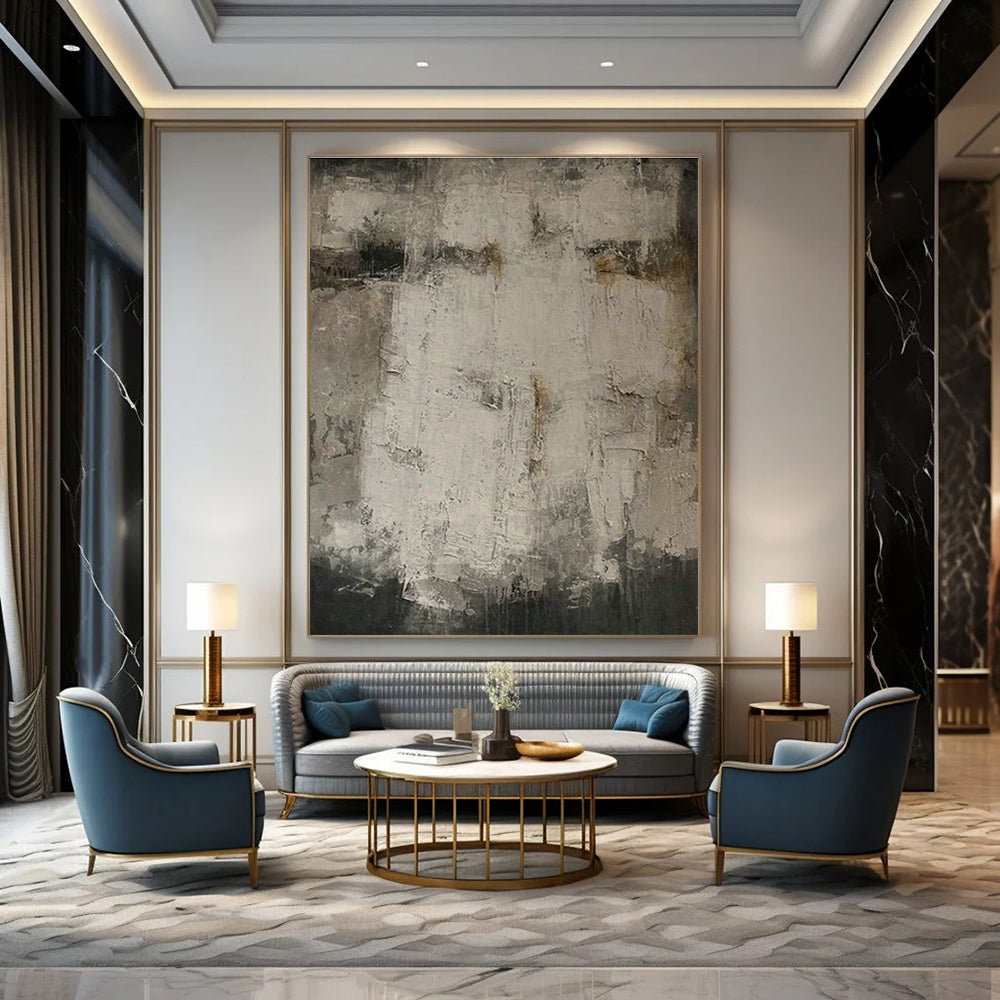 Gray - White Abstract Art for Modern Art Gallery Silent Viewing Areas DLZ0208