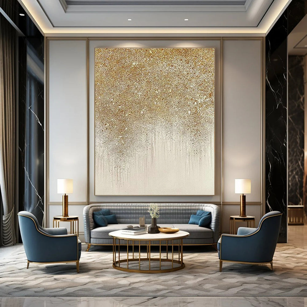 Gold - Silver Drip Art for Living Room & Bedroom DLZ0437