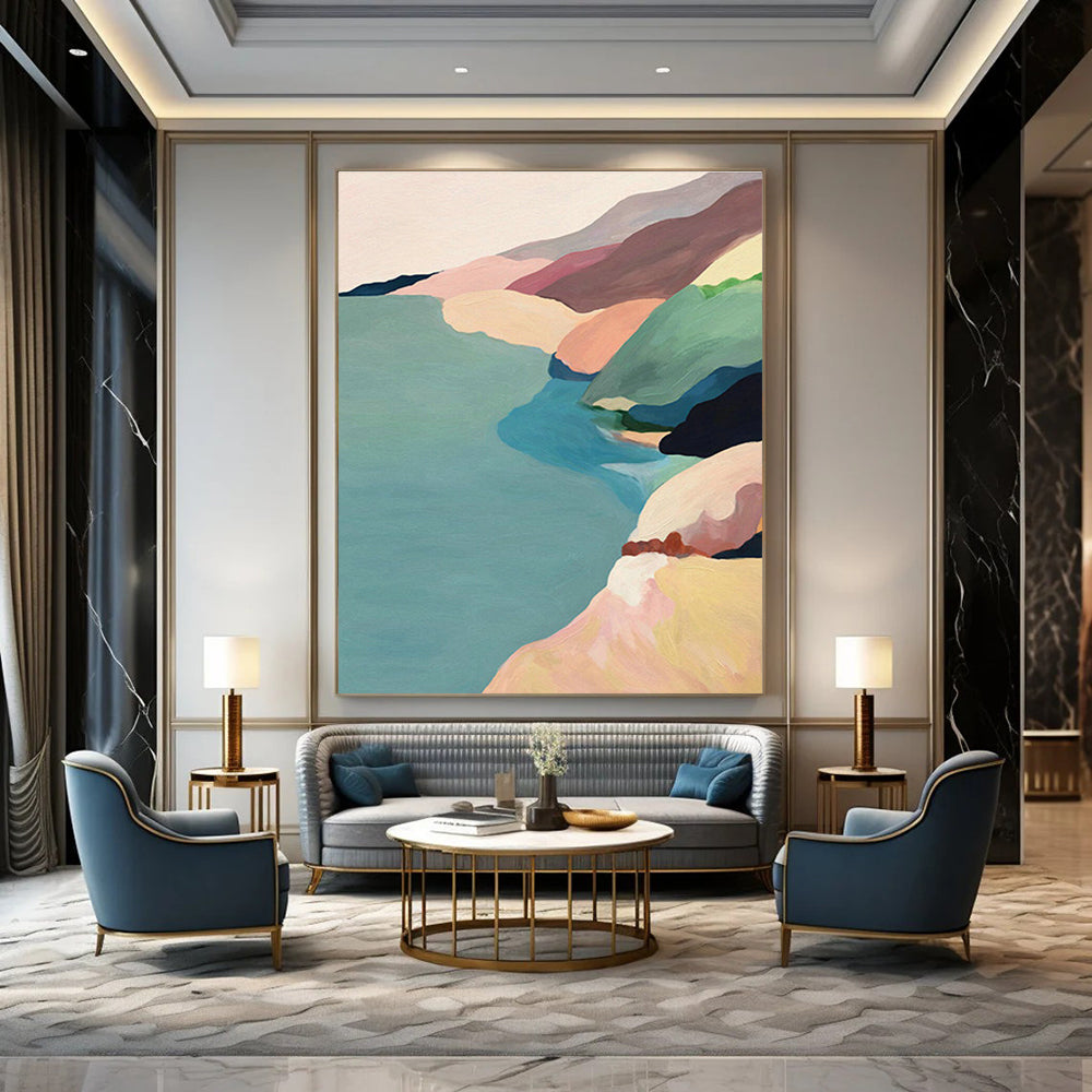 Color - Blocked Coastal Art for Beach House Living Room & Modern Seaside Café DLZ1420