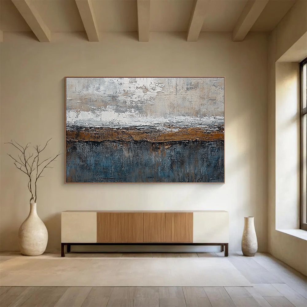 Abstract Textured Landscape Art for Rustic Cabin & Earth - Tone Themed Restaurant SC174