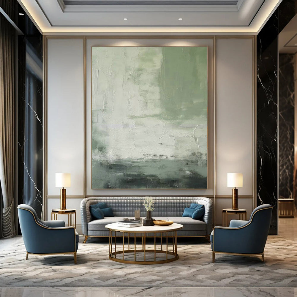 Green - Gray Abstract Art for Botanical Home Office & Eco - Friendly Café DLZ0835