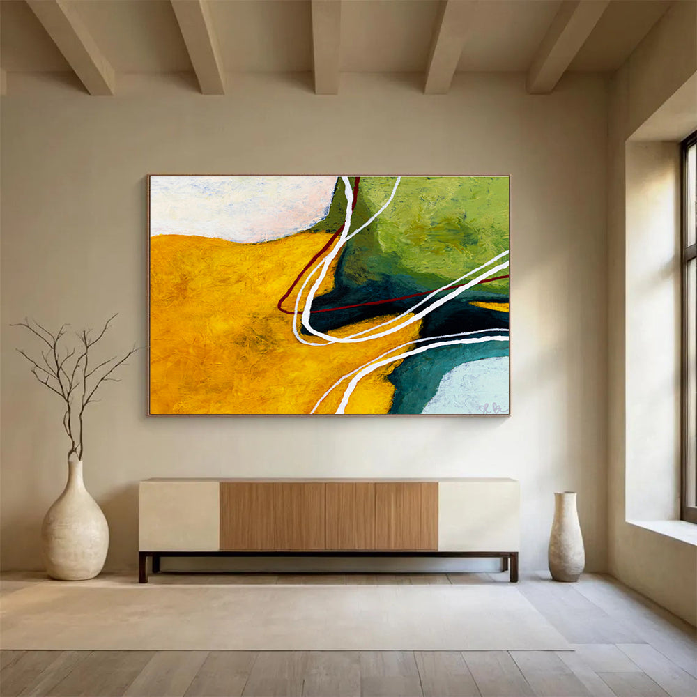 Yellow - Green Line Abstract for Creative Studio DLZ2935