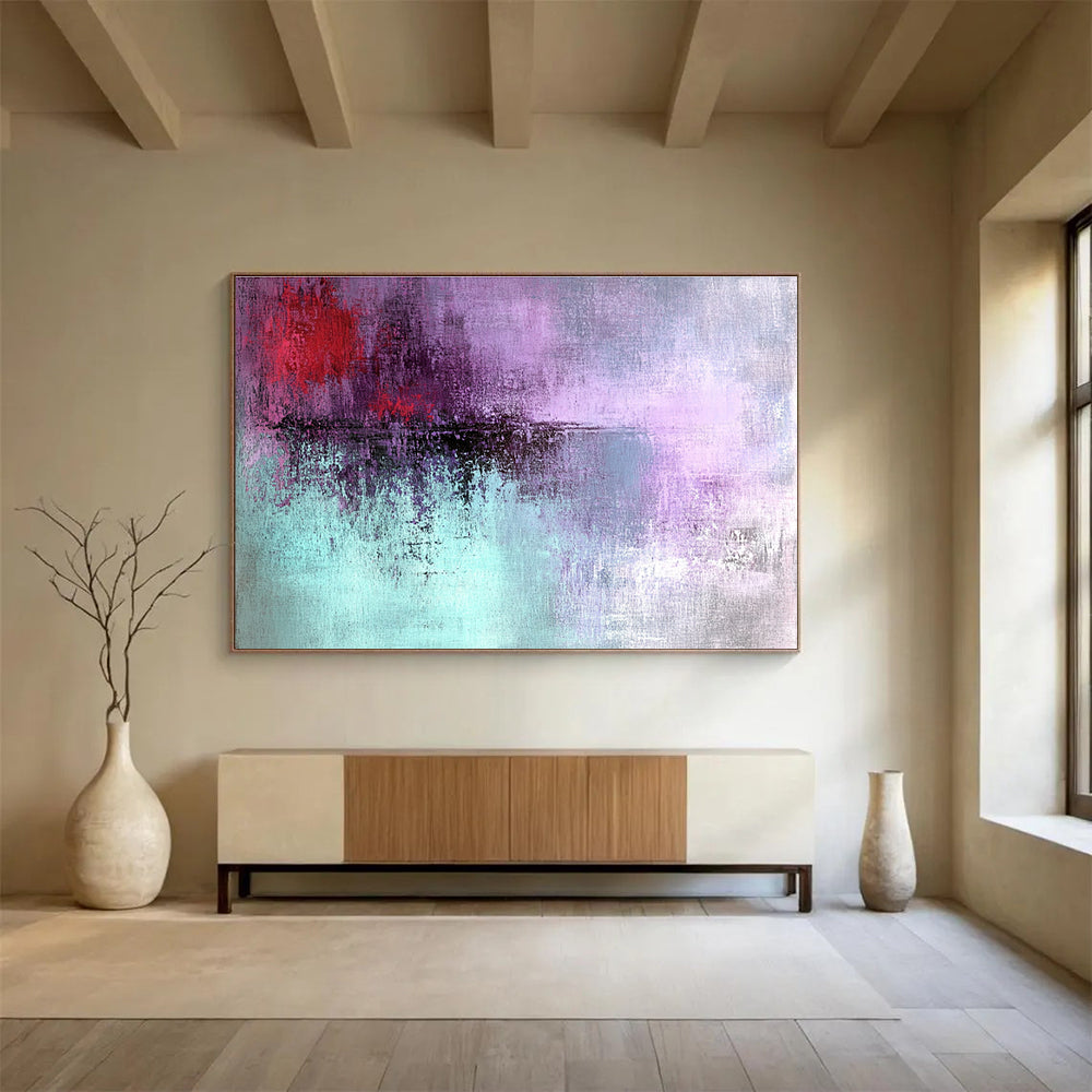 Purple - Red - Teal Abstract Art for Bohemian Living Room & Creative Studio SC221