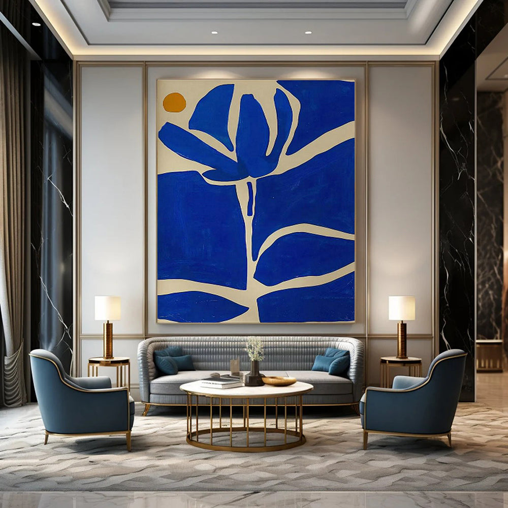 Blue Flower Abstract Art for Mediterranean - Style Courtyards DLZ0111