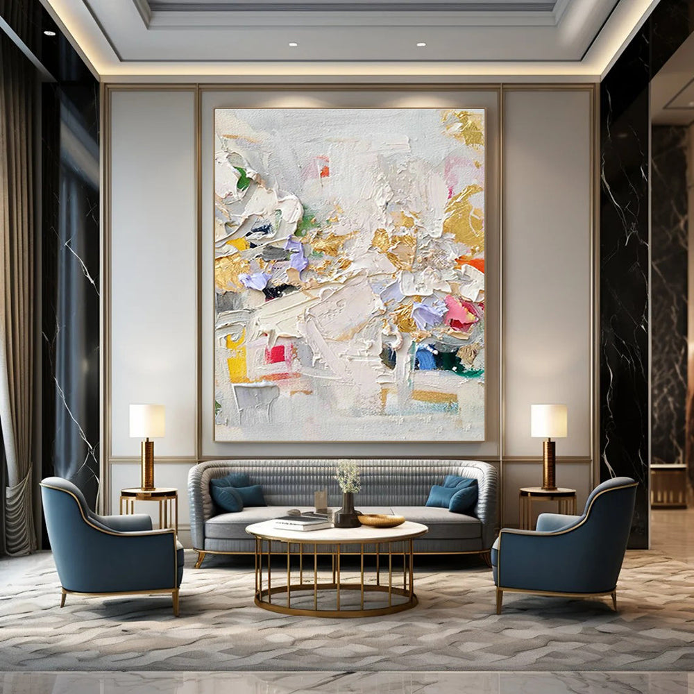 Colorful Cream Abstract Art for Bohemian Studio & Trendy Coffee Shop DLZ1034