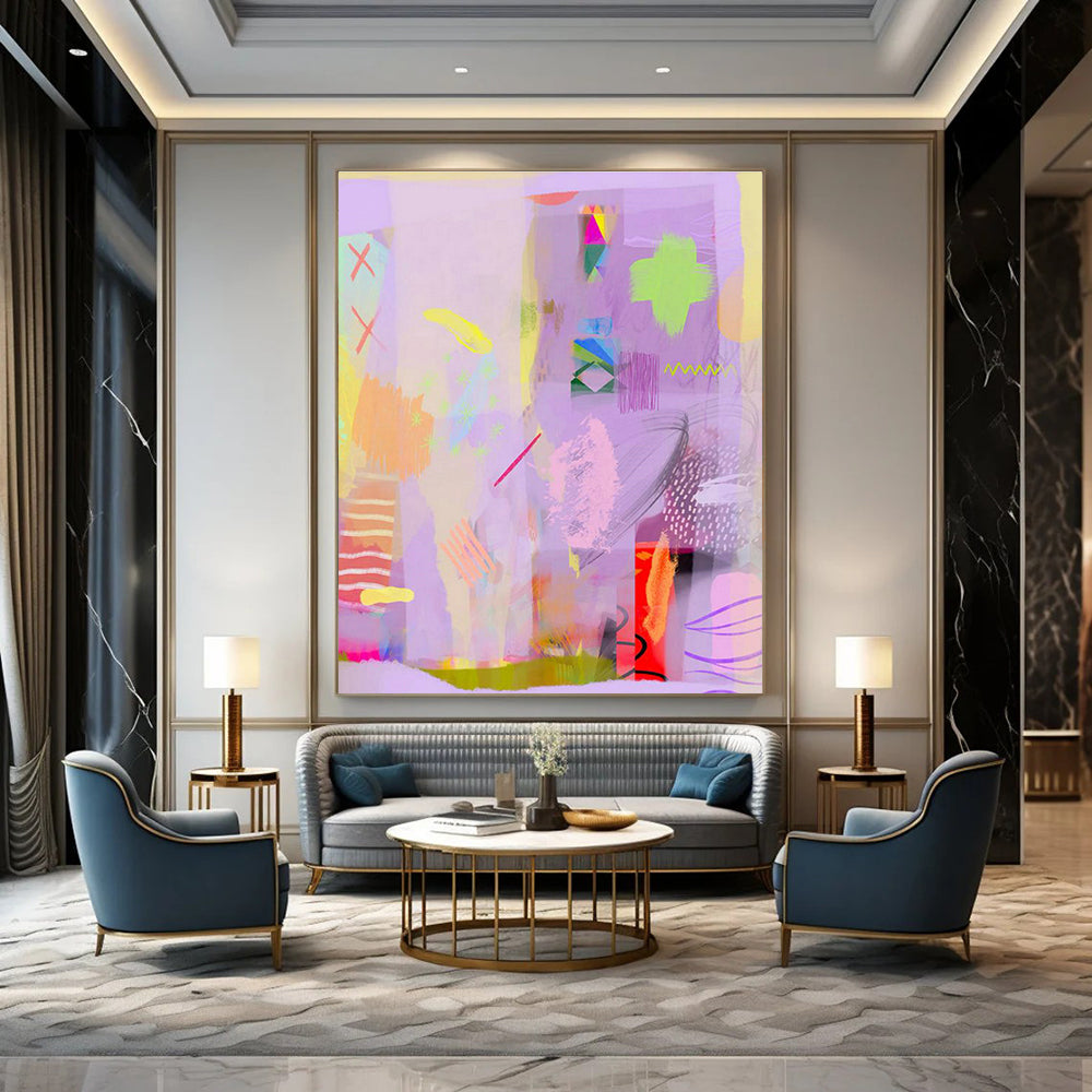 Light Purple Abstract Art for Modern Home Yoga Studio Corners DLZ0169