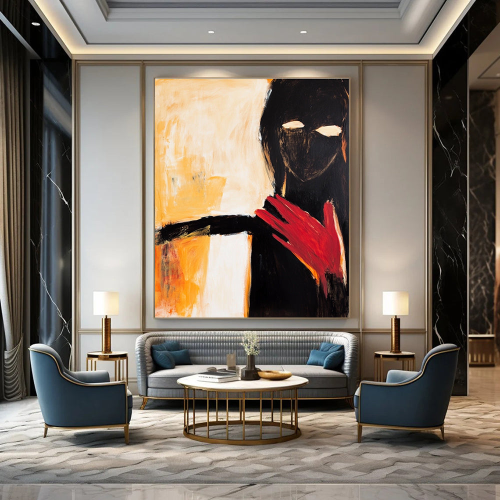 Abstract Figure with Red Hand for Modern Art Gallery & Eclectic Living Room STSC640