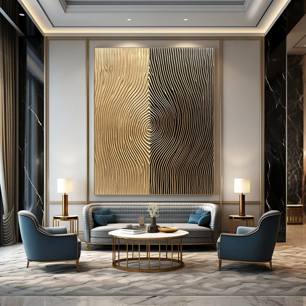 Gold and Black Textured Art for Luxurious Hotel Lobby & Modern Office Reception STSC1214