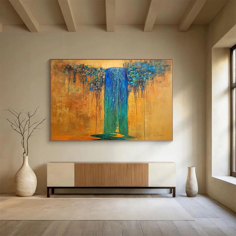 Fantasy Waterfall Abstract Art for Bohemian Bedroom & Spiritual Meditation Space SC334