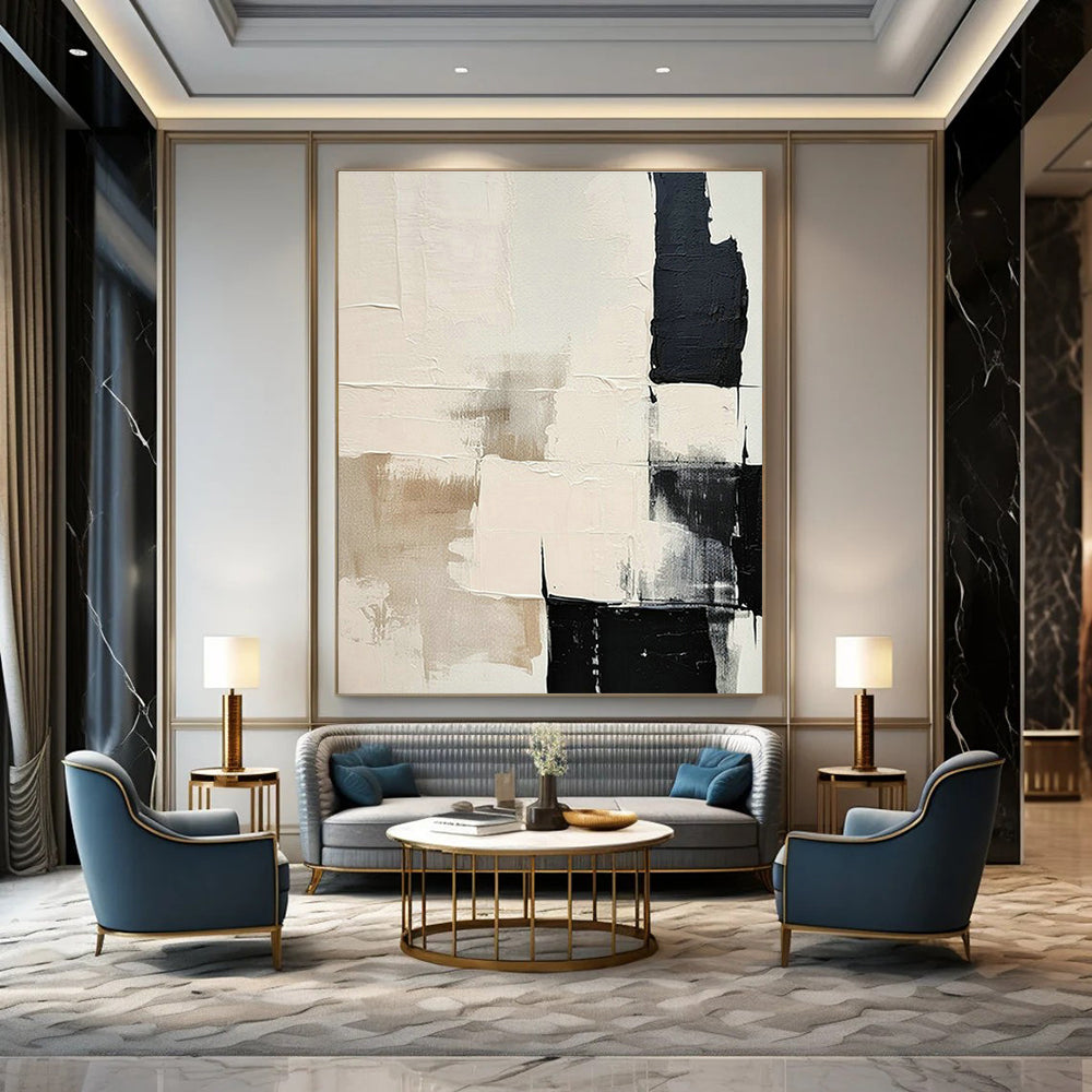 Beige - White - Black Abstract Art for Scandinavian - Style Home & Modern Art Café DLZ1875
