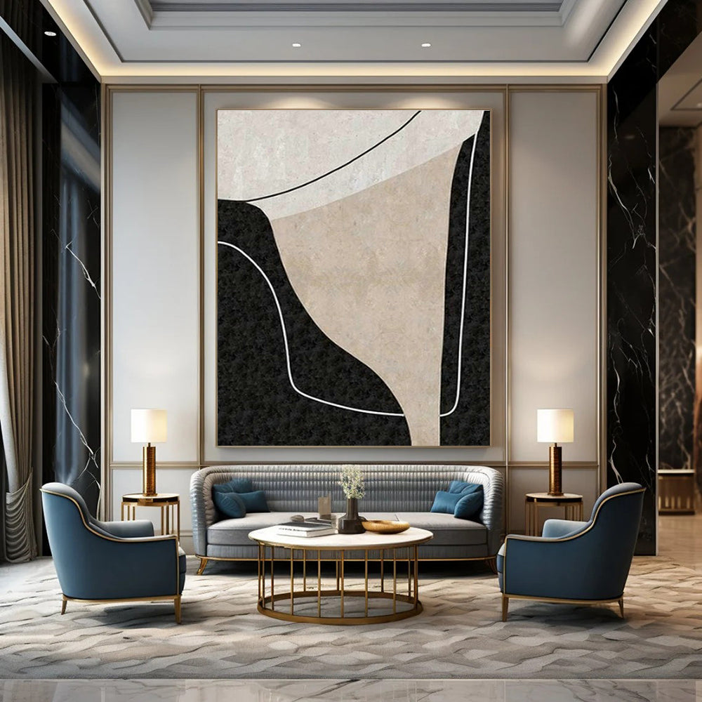 Bold Black - White Abstract Art for Industrial Loft & Art Gallery DLZ2008