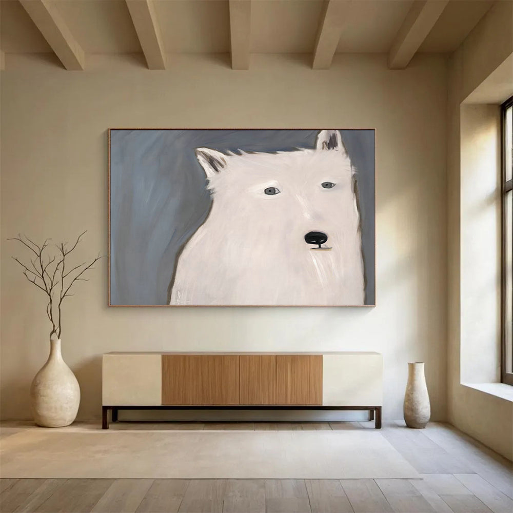 Minimalist White Bear Portrait Art for Kids’ Playroom DLZ2806