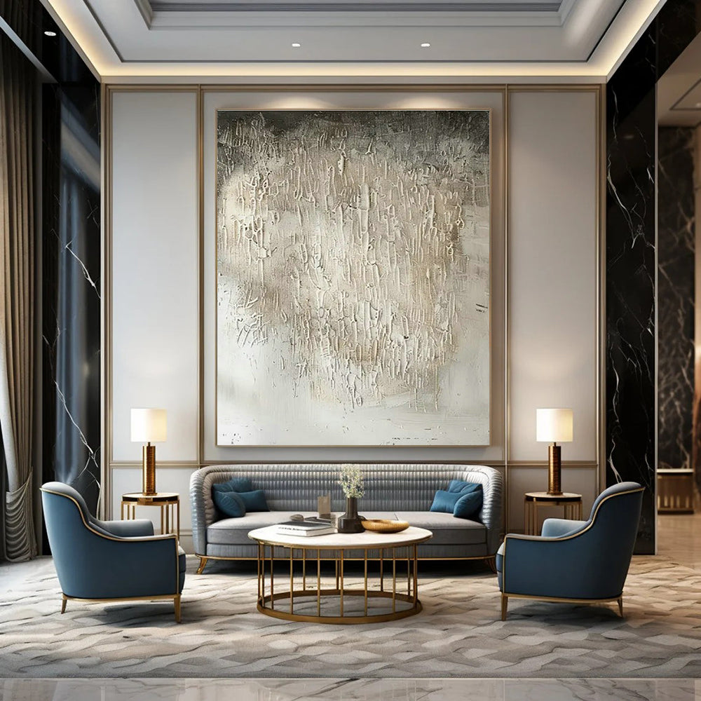 Gray - White Textured Abstract Art for Minimalist Home Office & Contemporary Art Studio DLZ1754