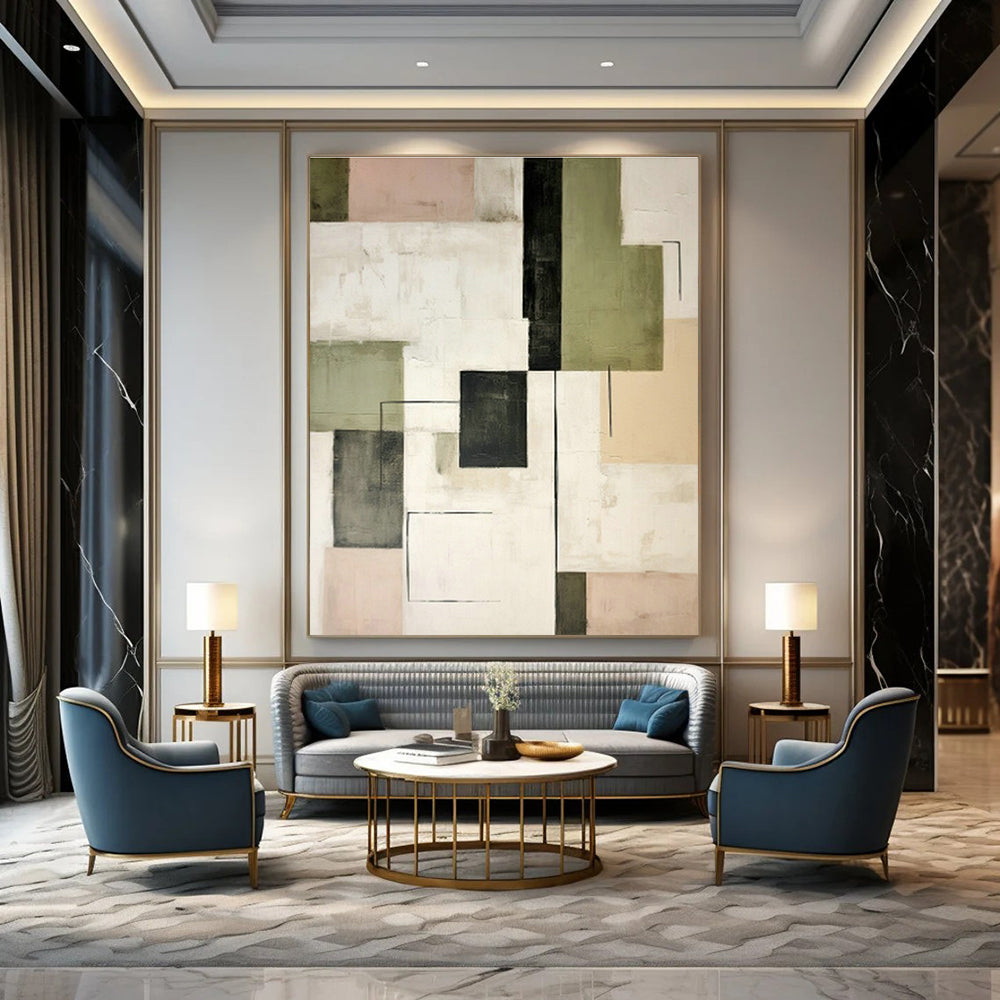 Pastel Geometric Collage Art for Bedroom & Boutique Café DLZ0600