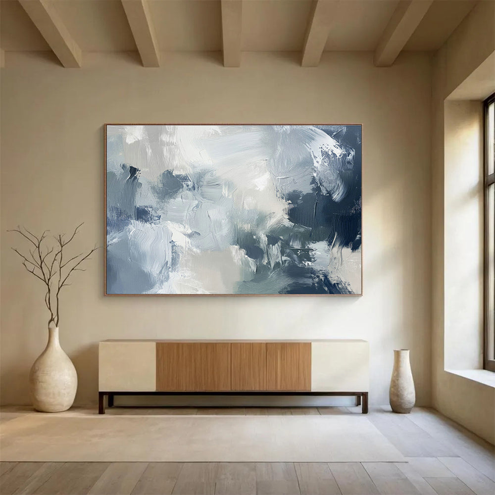 Gray - Blue Abstract Art for Contemporary Hotel Room Headboards DLZ2621