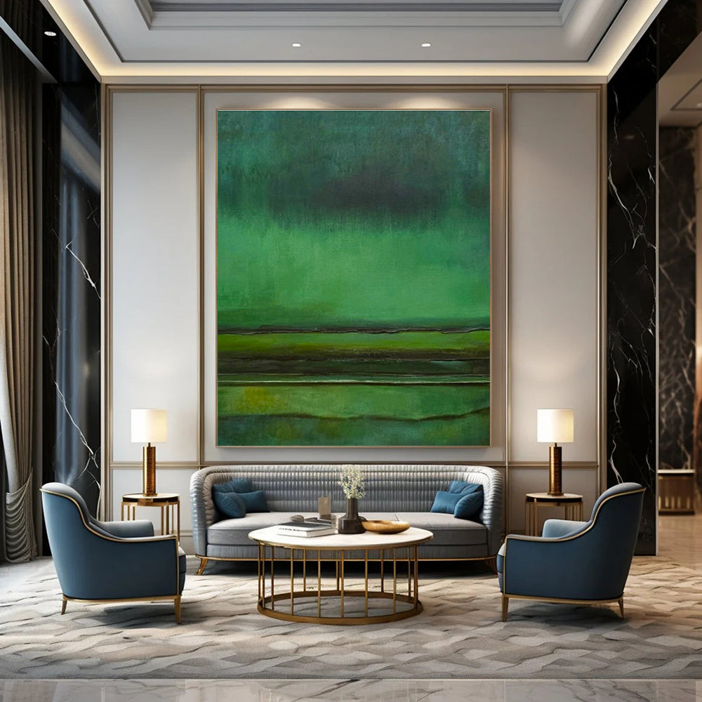 Gradient Green Abstract Art for Spa Retreat Waiting Rooms DLZ0288