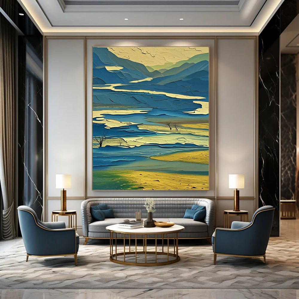 Layered Landscape Art for Modern Living Room & Nature - Inspired Café DLZ0970