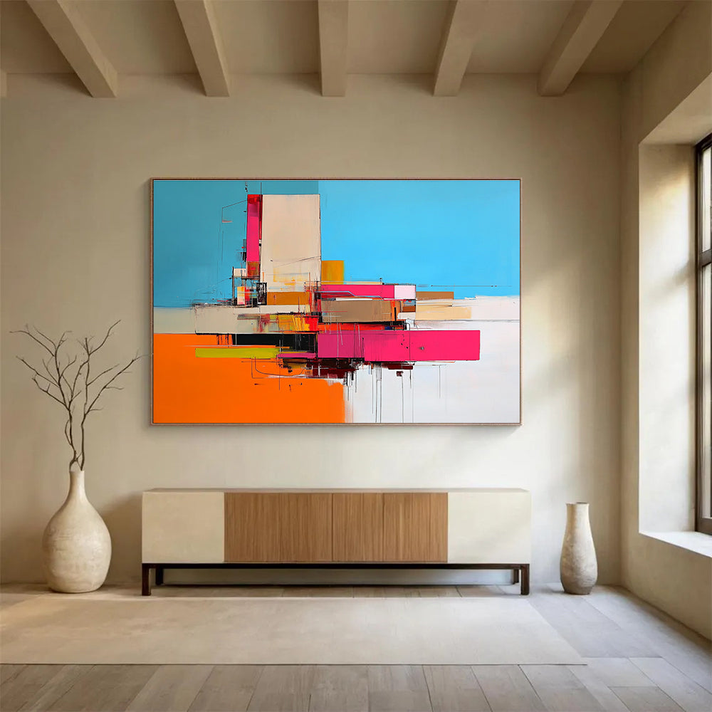 Colorful Architectural Abstract Art for Modern City Loft & Design - Focused Office SC159