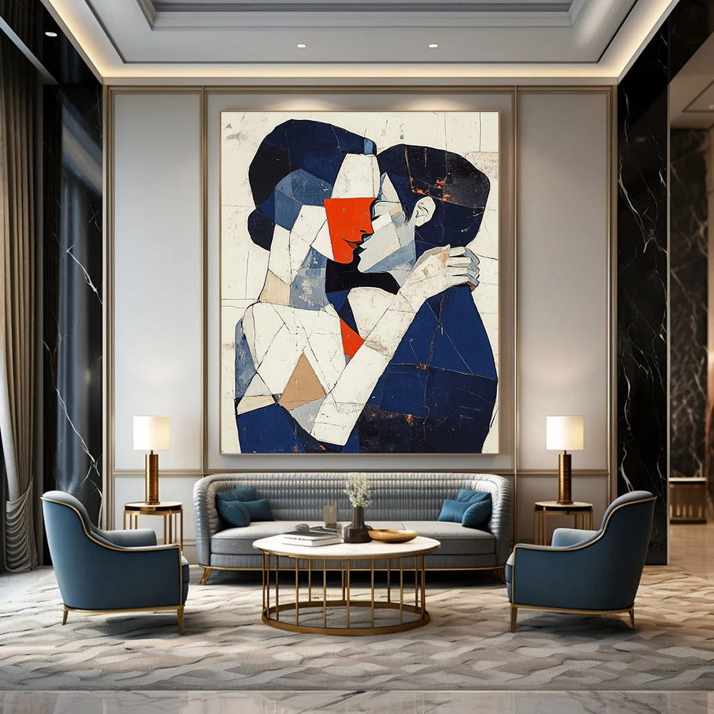 Cubist Kissing Couple Art for Modern Home Gallery & Art History Classroom STSC1055
