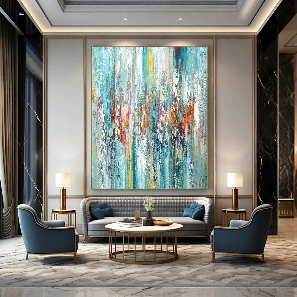 Colorful Vertical Stripes Abstract Art for Living Room & Studio DLZ0441